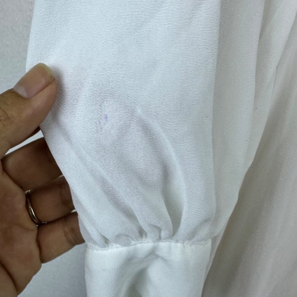 Lulus Astra Lace V Neck Maxi Wedding Dress Size S Chiffon Romantic Rustic Slit - Picture 5 of 10